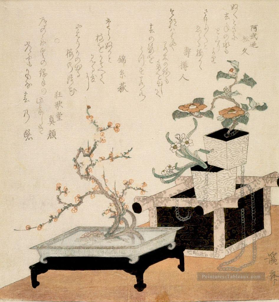 arrangements floraux Keisai, Ukiyoye Peintures à l'huile